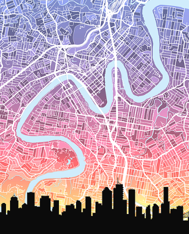 Illustrated street map of Brisbane